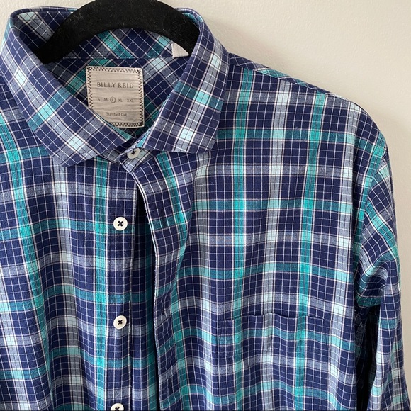 Billy Reid Other - Billy Reid Standard Cut blue & teal plaid shirt